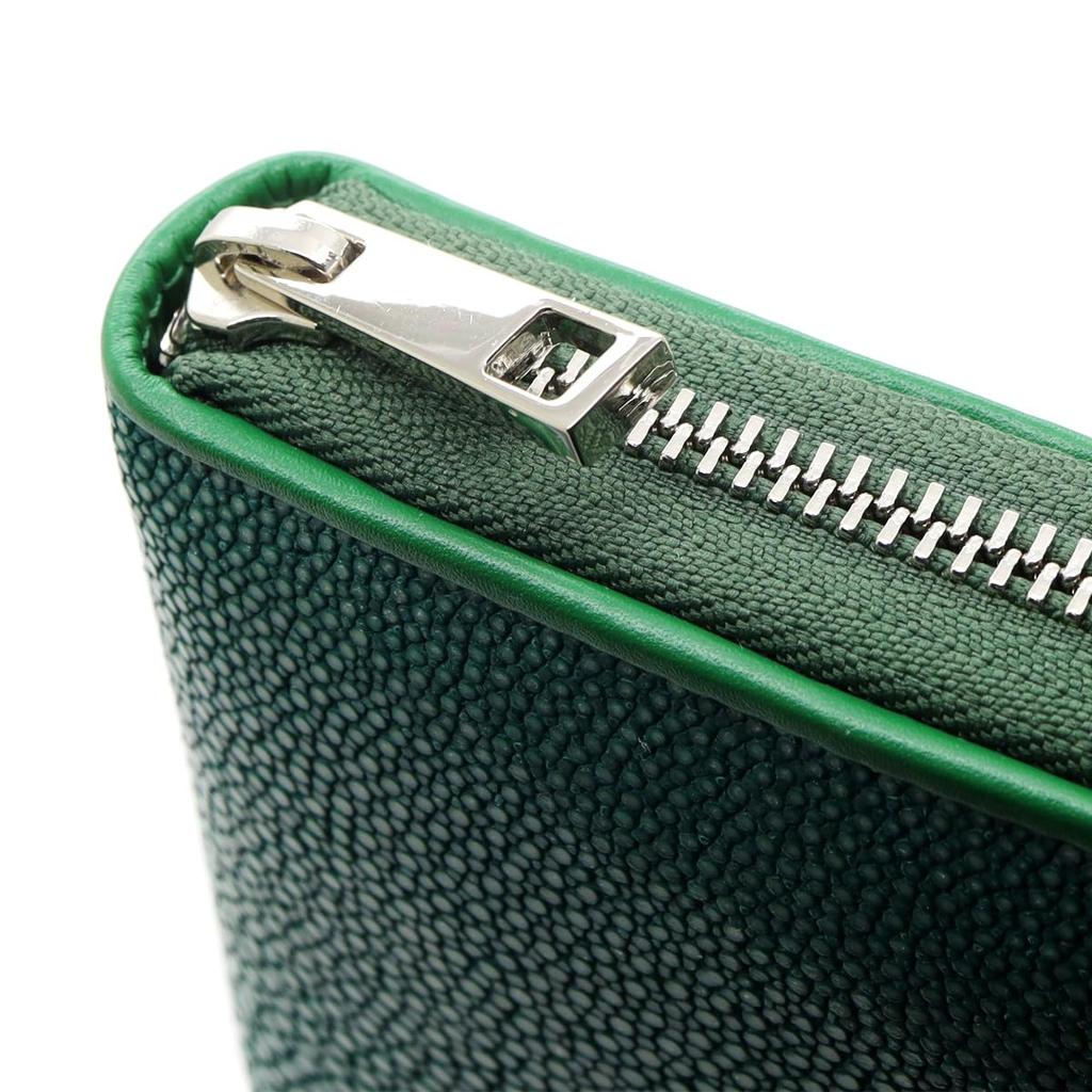 [Revetta] Stingray Leather Long Wallet, Round Zipper, 9 Colors Available, Stingray, Galuchat, Green, Genuine Leather, Large Capacity [129-9stw]