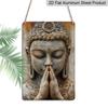2D Flat 1pc, Golden Leaf Buddha Retro Aluminium Wall Decor Poster, Suitable for Home and Garden Decoration, Perfect Room Decor, Ideal for Use During