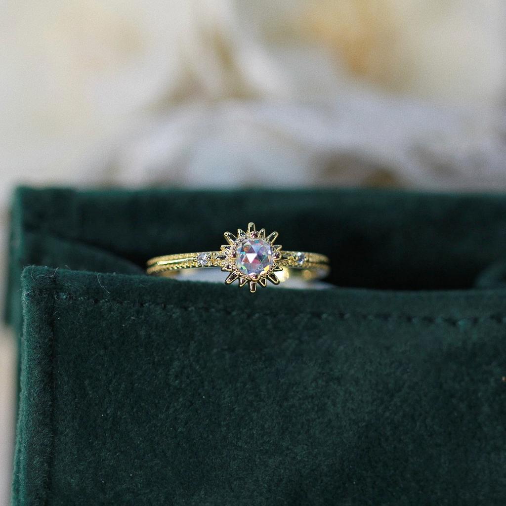Trendy Retro Japanese Sun Ring For Women Unique Star Shaped Adjustable Jewelry Copper