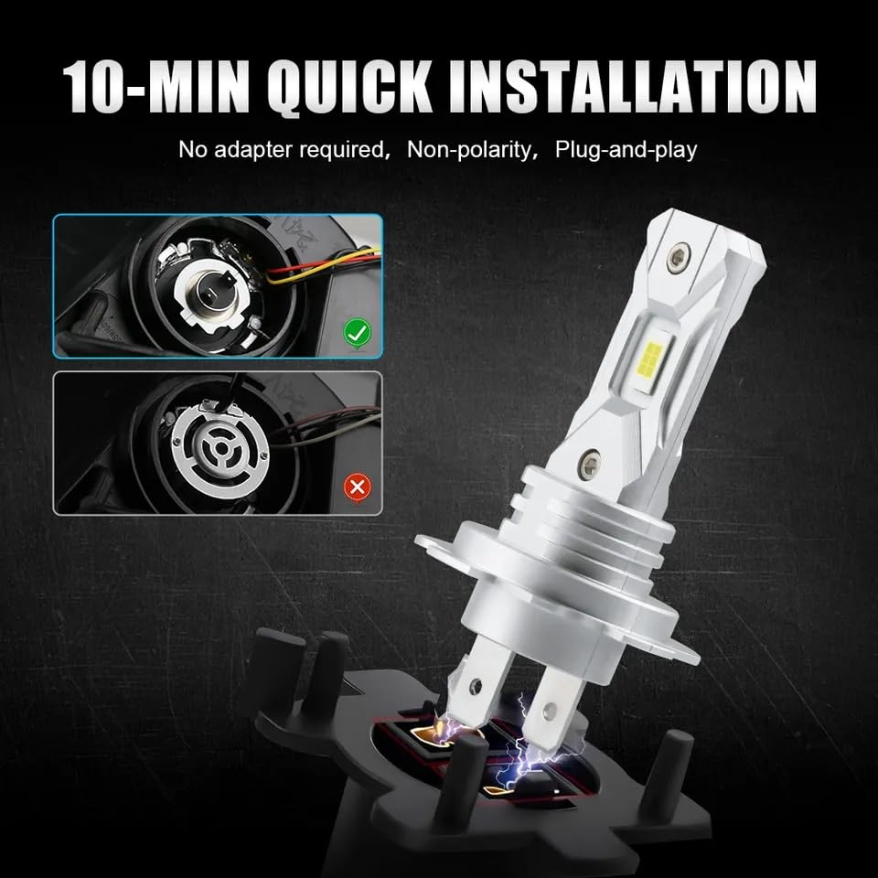 Super Bright H7 LED Headlight, Ideal for Motorcycles, Cars, Bikes, Yellow, Yellow, 12 V,