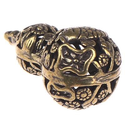 Retro Brass Hollow Gourd Chinese Traditional Diy Key Chain Lucky Pendant