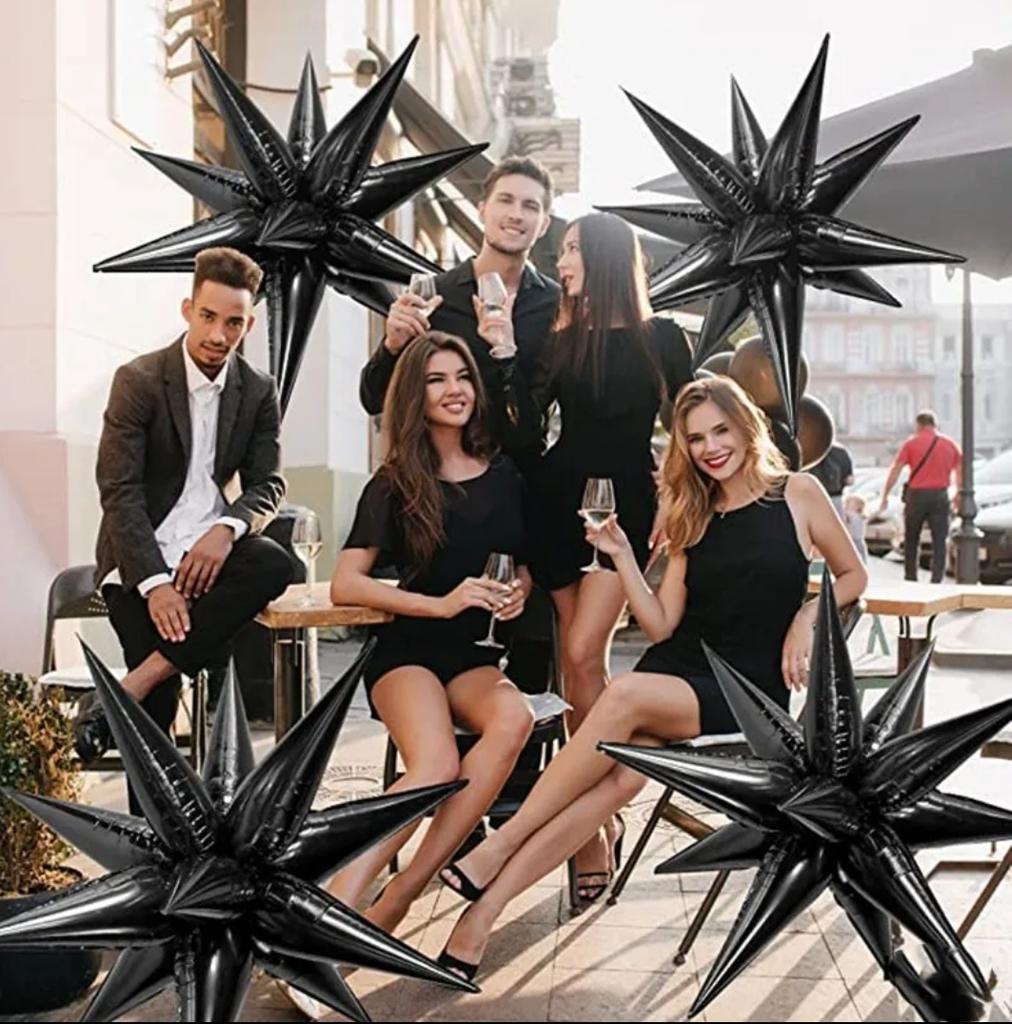 3D Star Foil Balloon Black 106cm