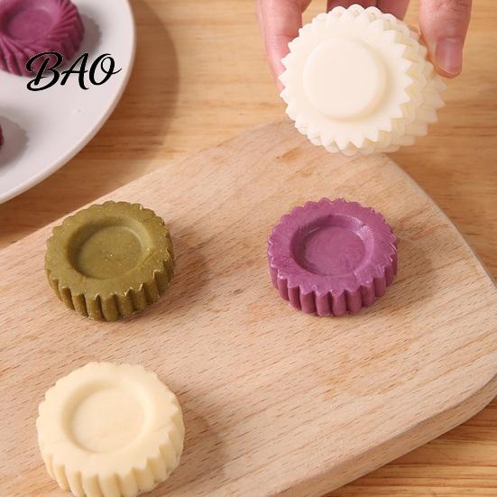 Mid Autumn Festival Decor 12PCS Double Ended Mooncake Mold with Scalloped Edge, Floral Texture Hand Festive Pastry Molds Press Cookie Stamp,
