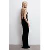 Womens Black Sexy Hollow Out Slim Fit Backless Halter Long Party Dress