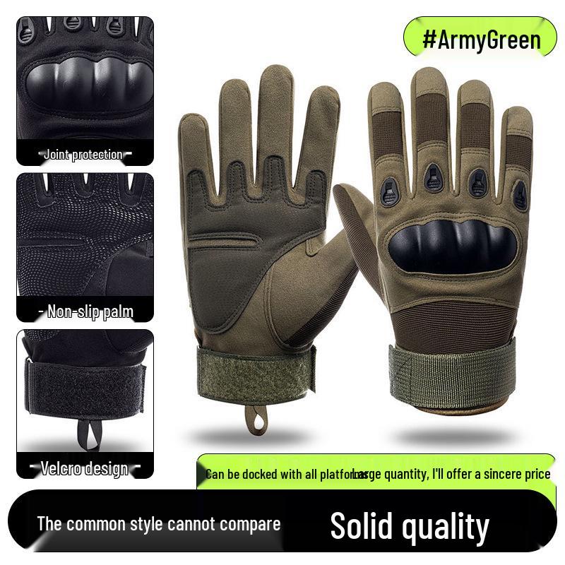 Men's Full-Finger Outdoor Tactical Gloves - Cut-Resistant, Wear-Resistant for Motorcycle Riding & Combat