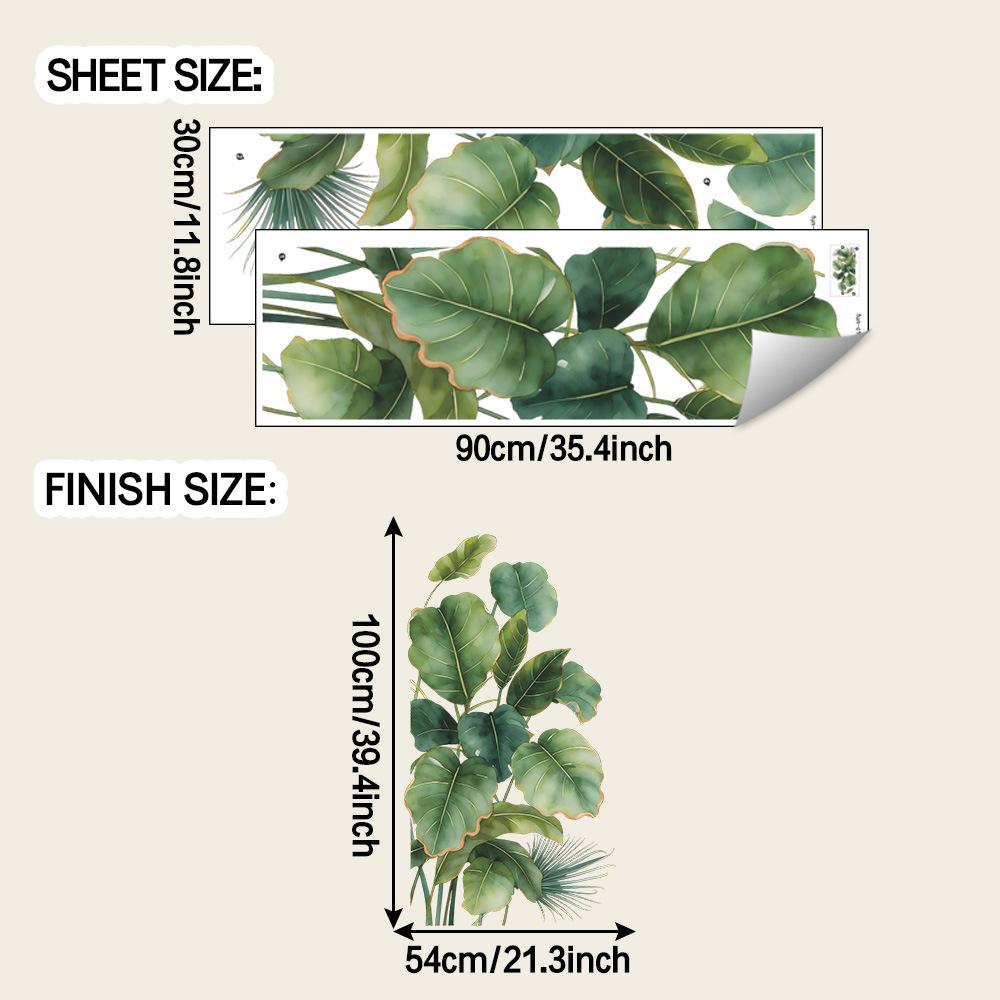 

Персонализированные тропические зеленые листья Растения Декор и украшение ванной комнаты и туалета Настенные наклейки