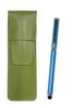 Grained Leather Pen Case with Smartphone Touch Function and Metal Cap Ballpoint Pen Extra Set Yellow-green (blue) SASKI-QSJW700-L
