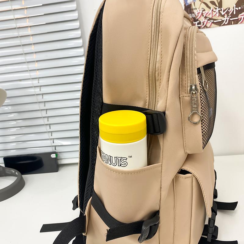 Three-Piece Backpack Set Large Capacity Student Schoolbag Women Solid Color Backpack with Lunch Bag Pen Bag