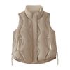 Women's Solid Color Fashionable Pocket Stand Up Collar Button Vest Jacket