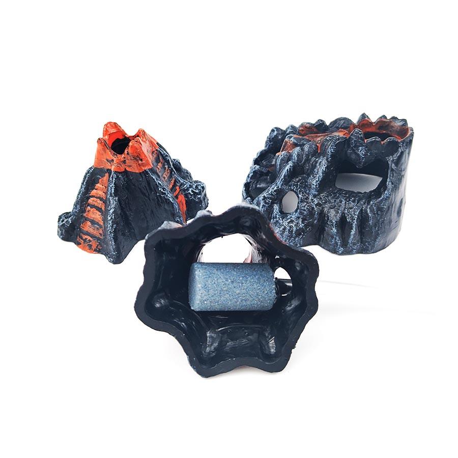 1 Sett Akvarium Fisketank Dekor Vulkanform Luftboblestein Oksygenpumpe Dekorasjon Skjulested Fiskegrotte Resin Ornamenter