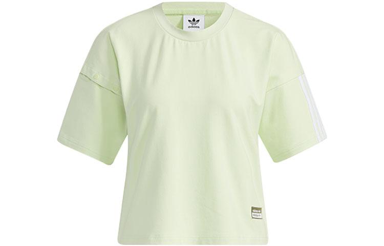 Adidas Originals Crop Tops Women s Light Pink Green Crew Neck Moderate H39036 34