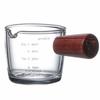OUNONA Mini Measuring Cup with Wooden Handle, Heat-Resistant Glass, Graduated Measure (75ml)