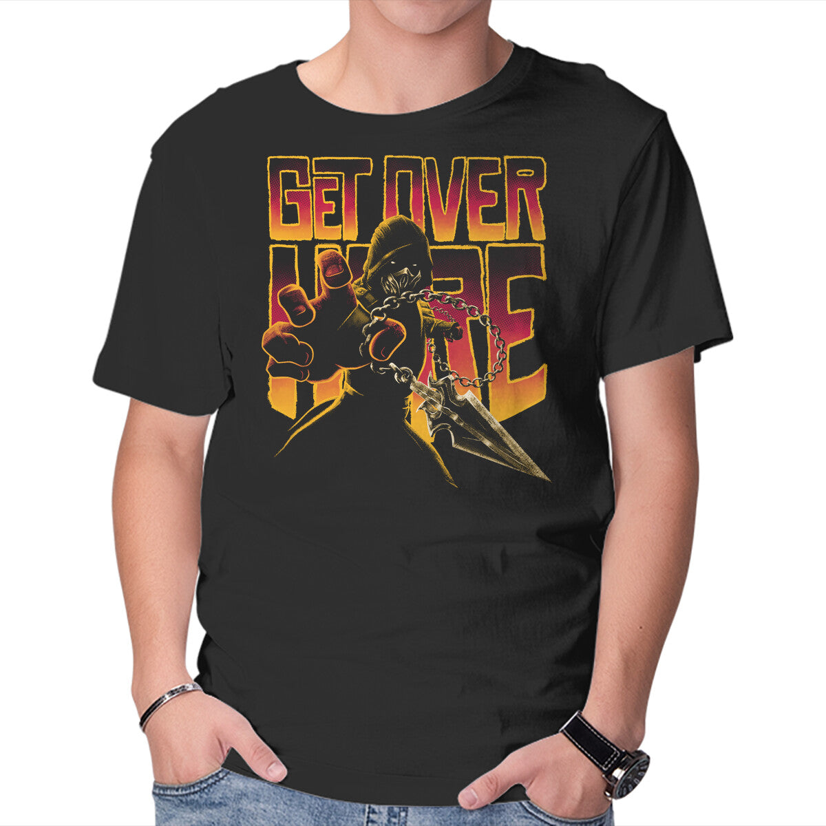 Unisex Crew Neck T-Shirt Get Over Here Graphic Short Sleeve Casual Tee XXXL