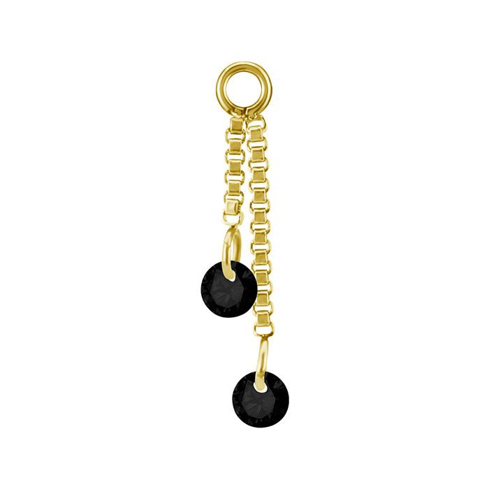 Charm Chain With Black Zircons - Gold - D-071 20 Mm