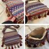 WTEMPO Damen Umhängetaschen mit großem Fassungsvermögen im Ethno-Stil, trendig, vielseitig, breite Träger, Einzel-Schultertaschen mit Quasten