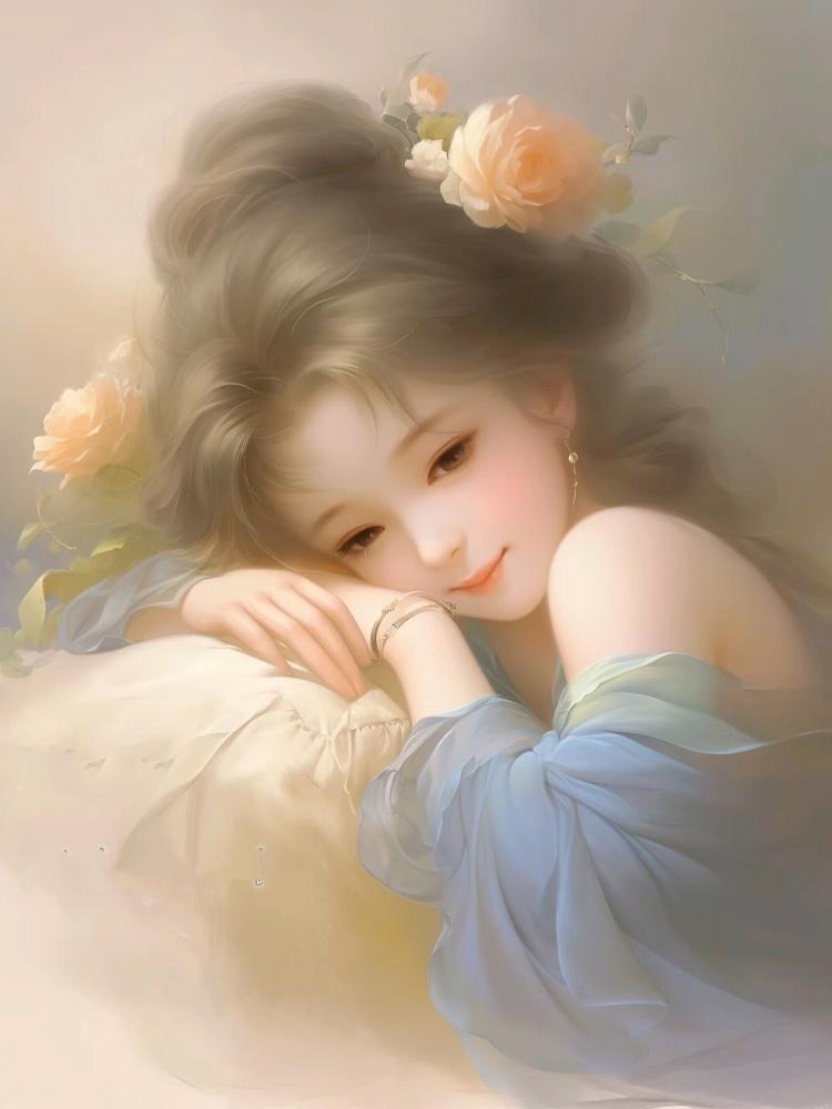 Diamond Embroidery Full Square Round Mosaic Cartoon Girl Portrait 5D Diy Diamond Painting Cross Embroidery Room Decoration