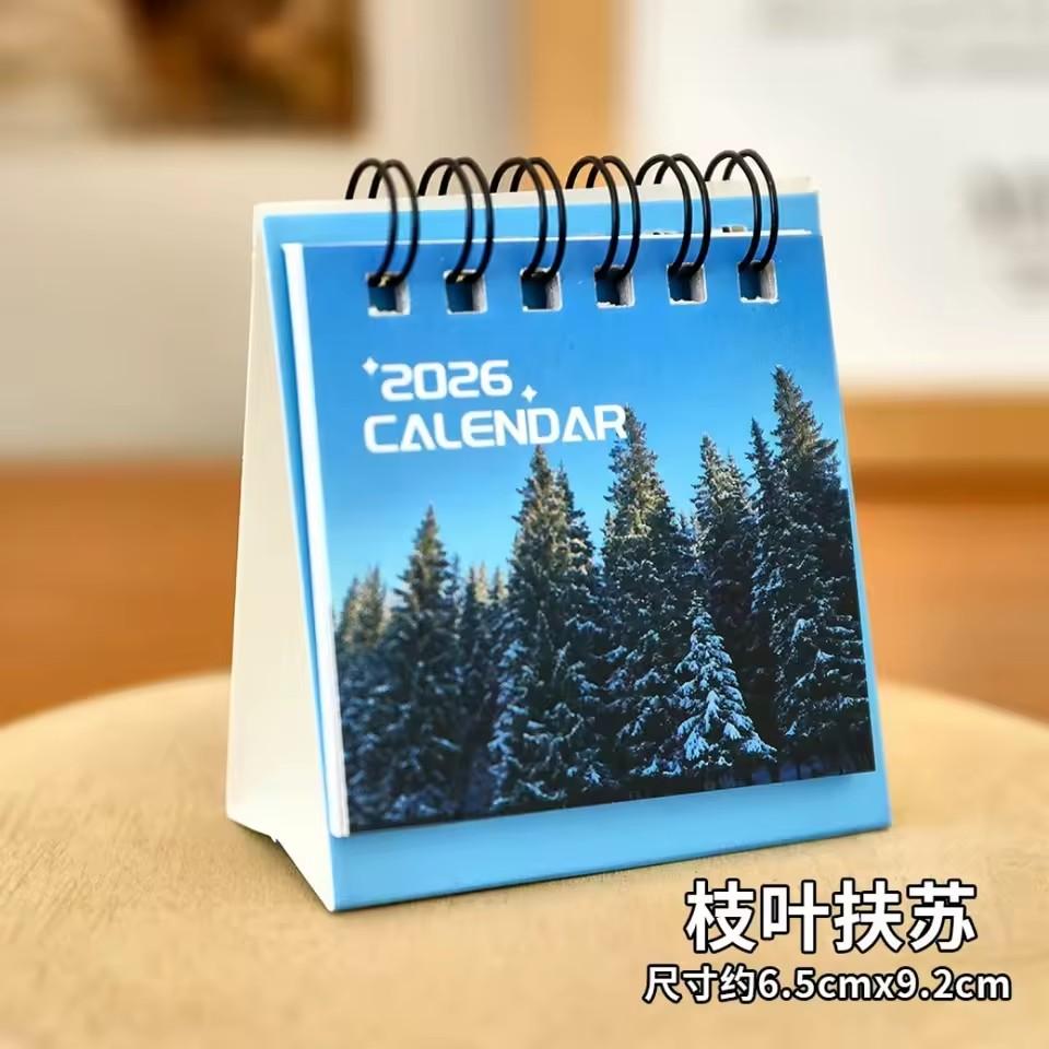 Mini Desk Calendar Double-Thread Paper Desk Calendar Spiral Bound Calendar Thick Paper Desktop Scheduler For Student Daily Home