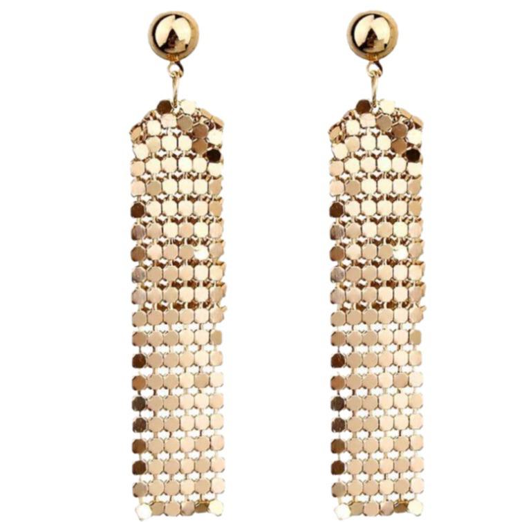 Korean Trendy Metal Sequin Goddess Dangle Earrings - Versatile Fashion Accessories