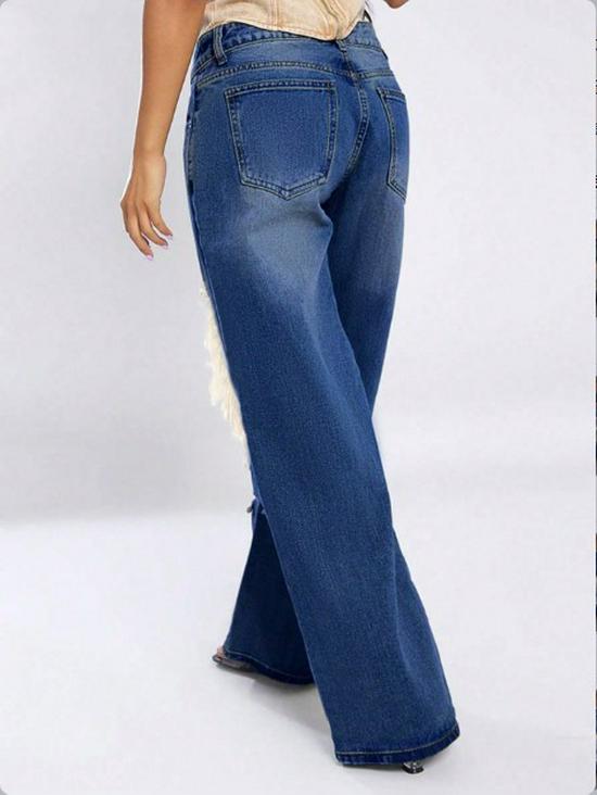 FR870404 European & American Classic Ripped Loose Fit Jeans