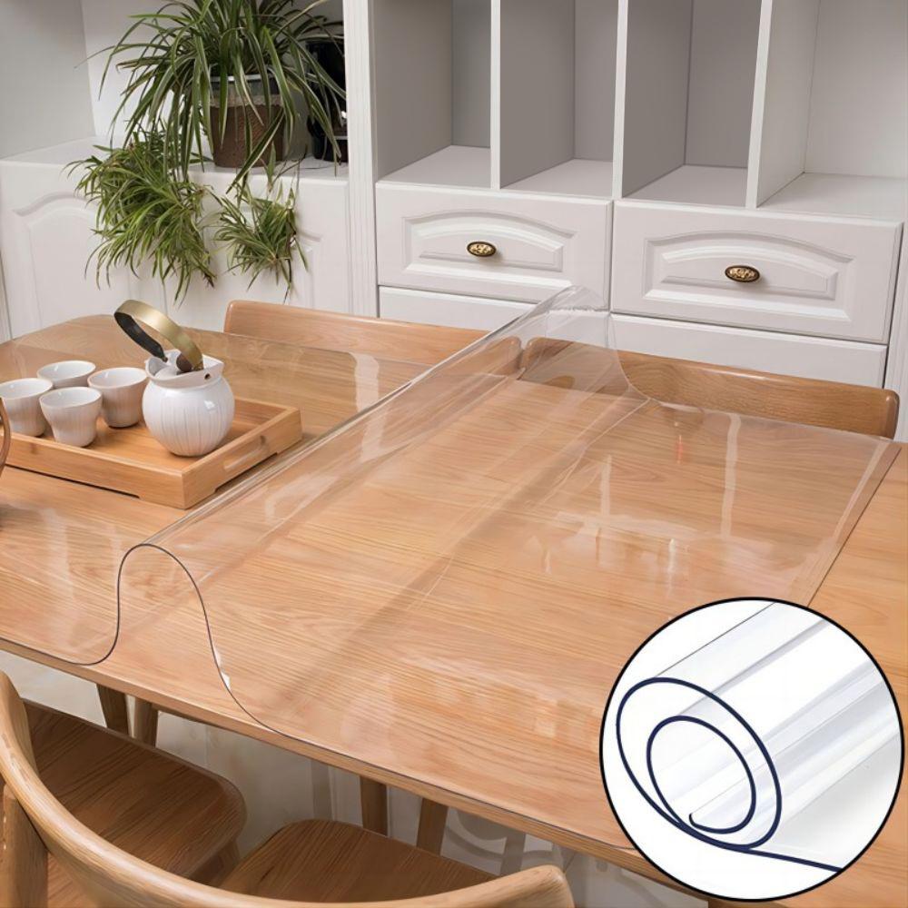 Transparent PVC Table Cover, PVC Tablecloth Protective Film, Heat-resistant High-quality Scratch-proof Table Cover for Home Dining Setups