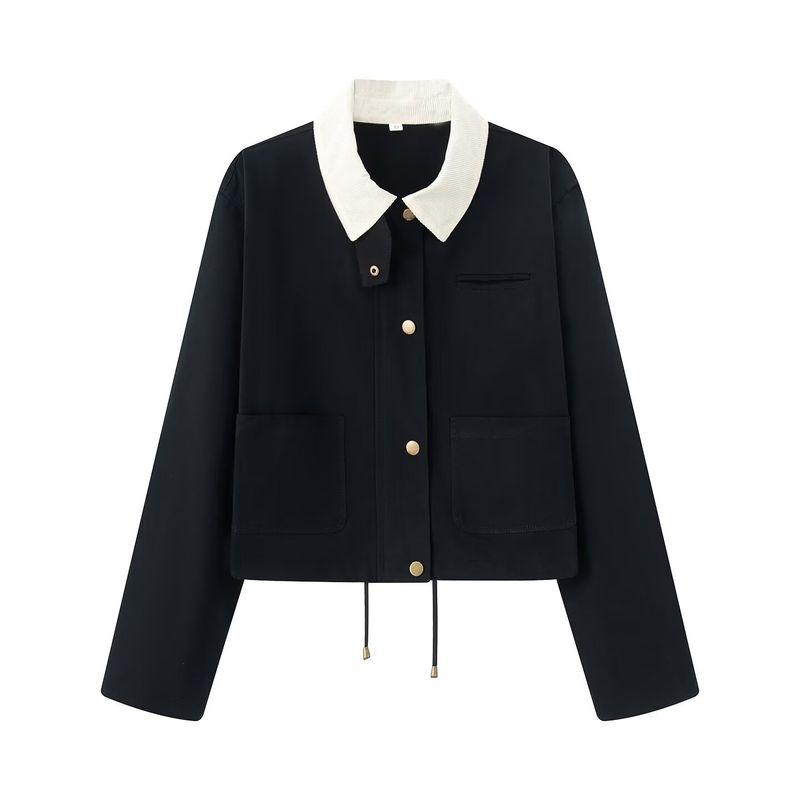 

Araltay New Arrival Fashion Style Women s Clothing Fashion Corduroy Collar Beauty Retro Style Short Jacket 1298255 Black L