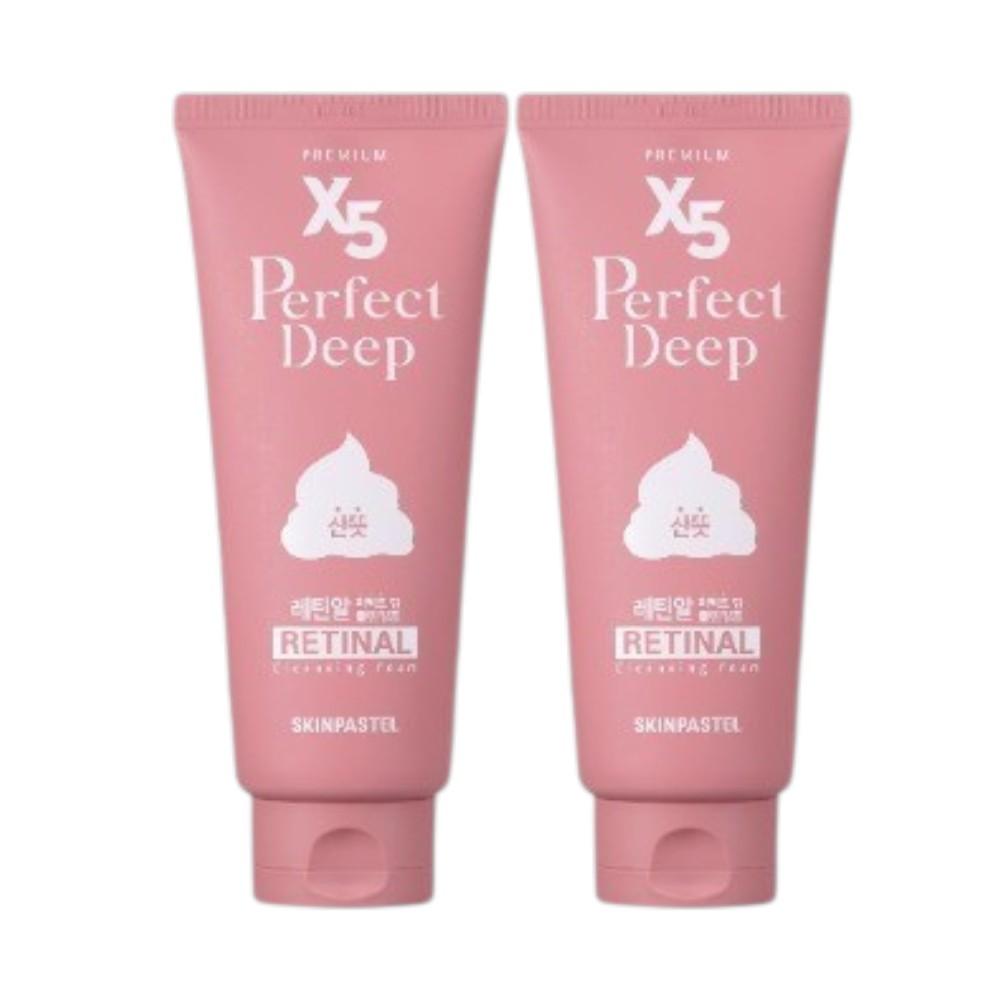 SkinPastel Premium X5 Perfect Deep Retinal Cleansing Foam [Set of 2] - Advanced Anti-Aging & Pore Refining Facial Cleanser 160ml x 2pcs