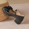 Fashion 2024 New Round Toe Thick Heel Bowknot Pearl Decoration Elegant Women's Shoes Fashion Banquet Party High Heels Chaussure Femme