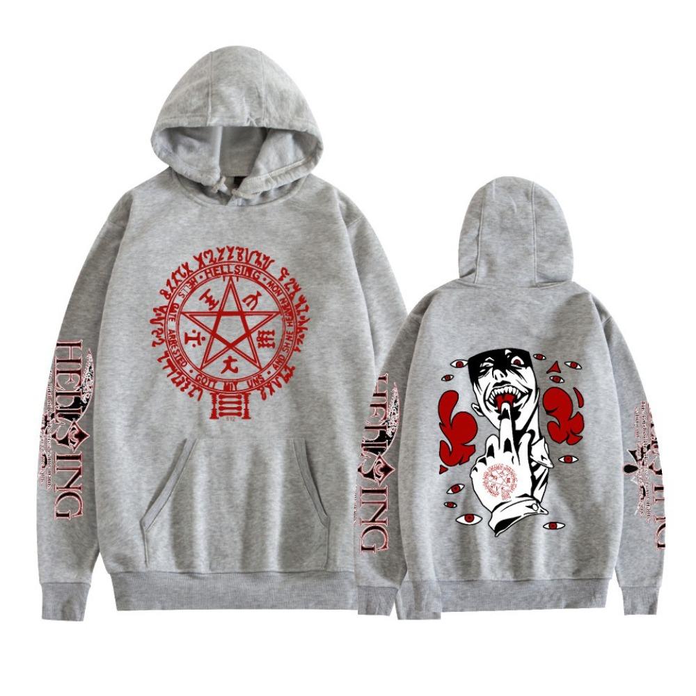 Hellsing Anime Herren Damen Sweatshirts Lässige Kapuzenoberteile Unisex Langarm Mode Streetwear Harajuku Unisex Pullover