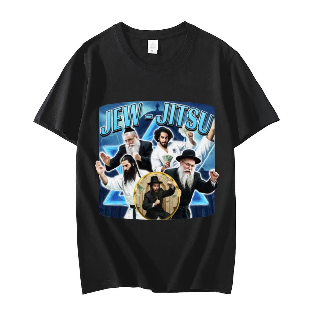 Fun Jewish Jiu-Jitsu Meme Printed T-shirt for Men Retro Y2k Long-sleeved T-shirt Fashionable and Casual 100% Cotton Top