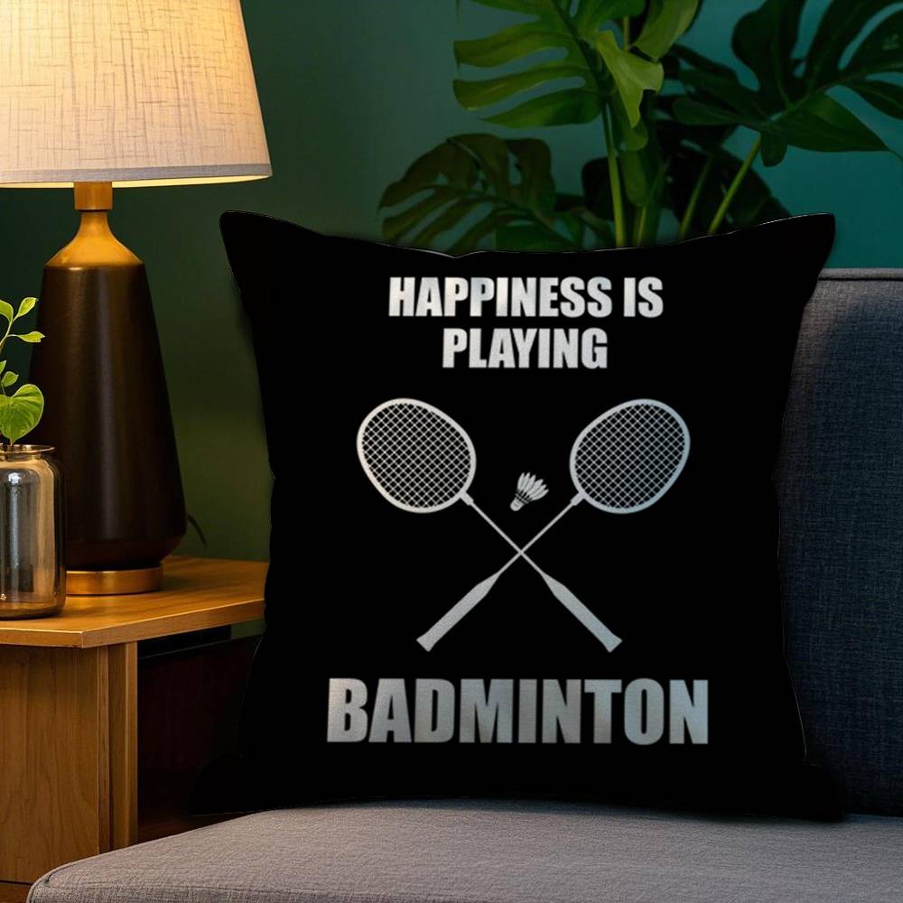Badminton Sport Pillow Case Sofa Living Room Bedroom Double-sided Printing Square Cushion Nap Time Cushion Cover