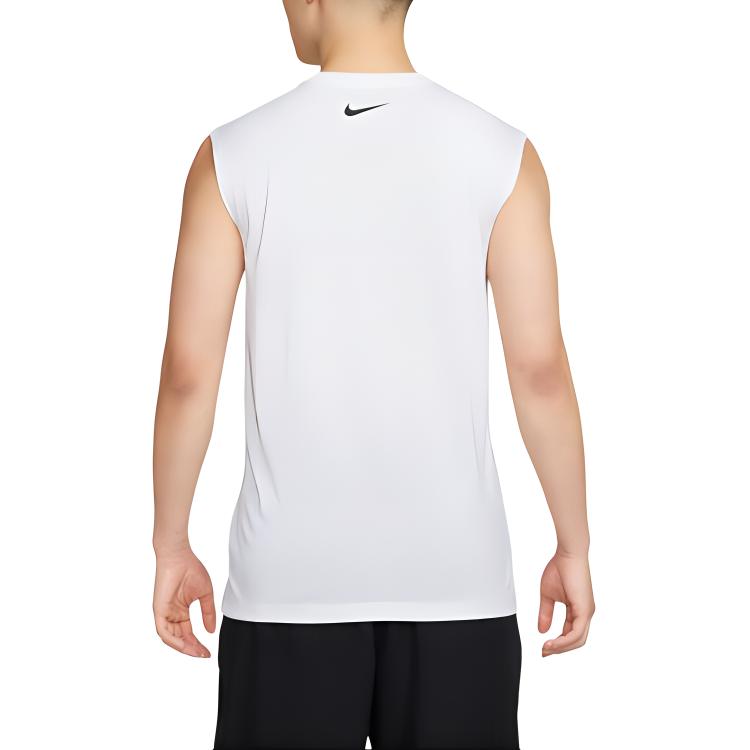 Nike Canotta da Allenamento Girocollo con Stampa Lettere Logo Uomo Top Bianco FJ2449-100