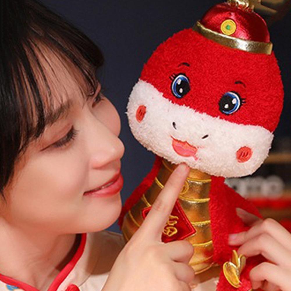 Chinese Style Wealth Snake Year Mascot Toy Good Luck Lucky Snake Doll Plushies  Birthday Gifts