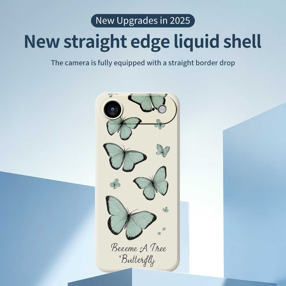 For iPhone 17 Air Case Green Butterfly Pattern Printing Straight Edge TPU Phone Back Cover
