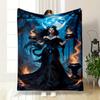 Mysterious Witch Glowing Cauldrons Moonlit Forest Blanket Bedroom Blanket for Livingroom Couch Lunch Break Soft Throw for Friend's Festival Gift