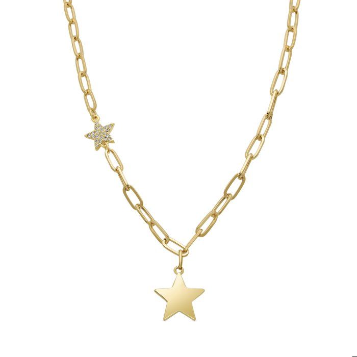 Collier - Luxenter - Étoile - Or jaune 18 carats - Zircone cubique - 43 cm + 5 cm de rallonge