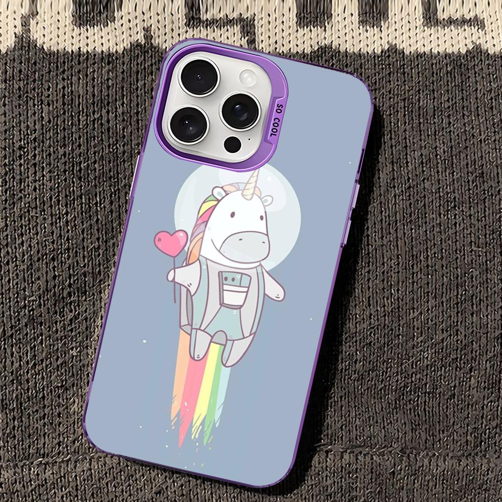 Unicorn cartoon Phone Case For iPhone 16 15 14 13 12 11 Pro Max X XR XSMAX 8 7 Plus Matte Shockproof Back Cover