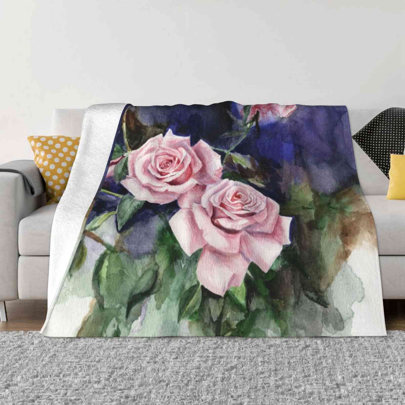 Watercolor Rose Painting-  What S In A Rose ?   Low Price New Print Novelty Fashion Soft Warm Blanket Floral Flowers Roses 30x40in