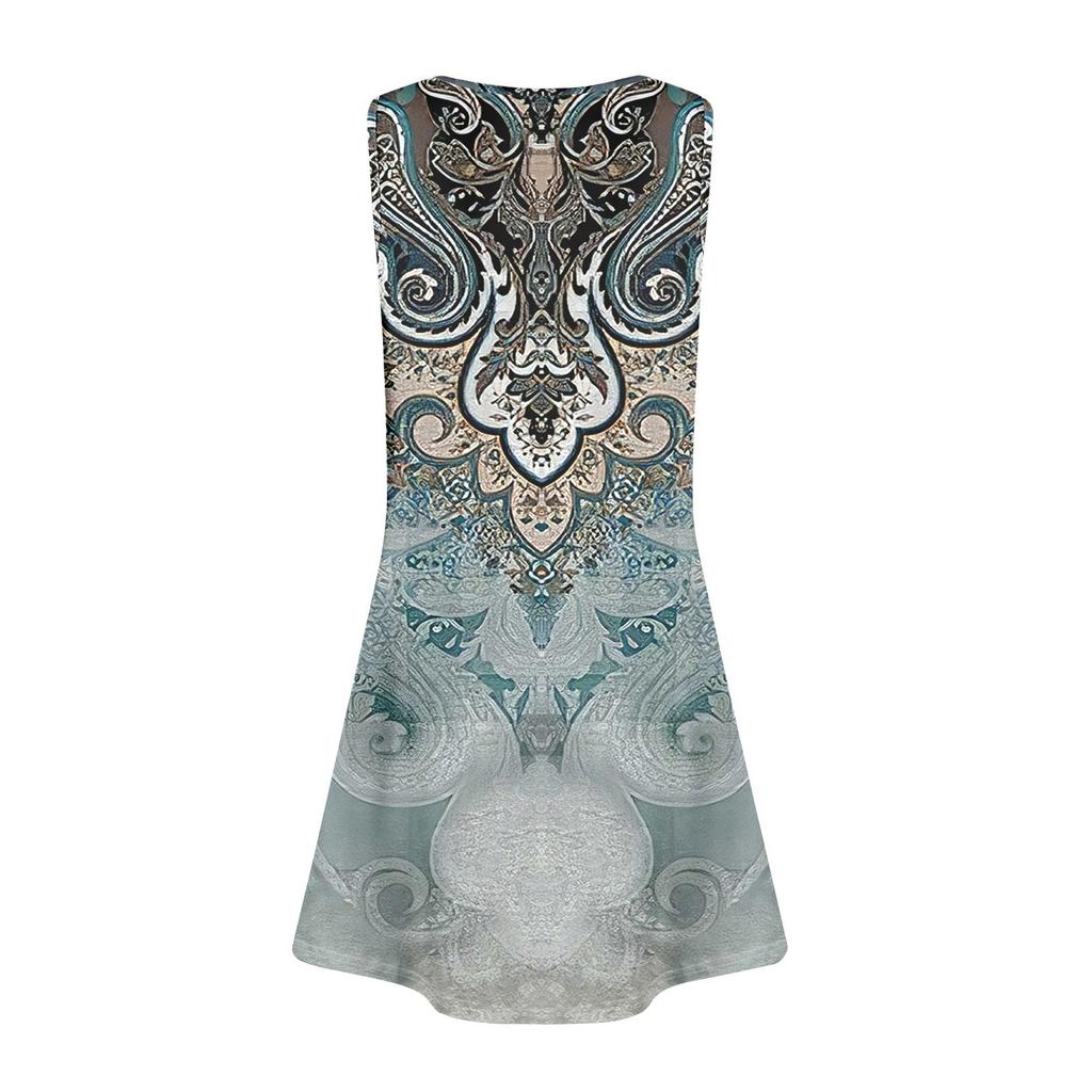 Womens Summer Dresses Loose V Neck Sleeveless Sundresses Dress With Pockets