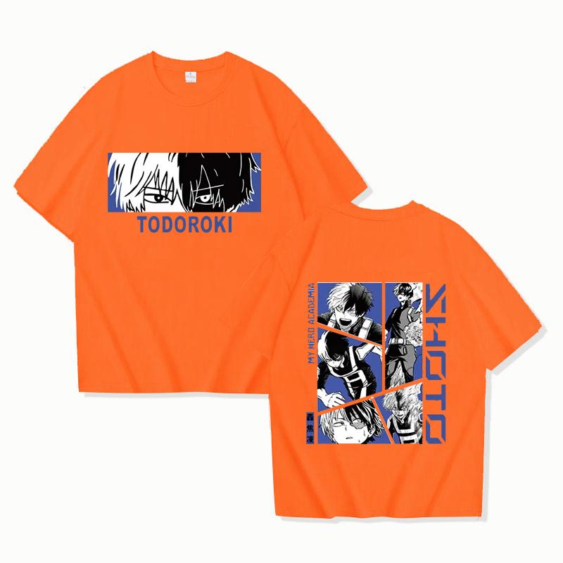 Hot Anime Todoroki Shoto Print T-Shirt Women Men Loose Short Sleeve Round Neck Top Fashion Y2k Casual Summer Shirt Tees
