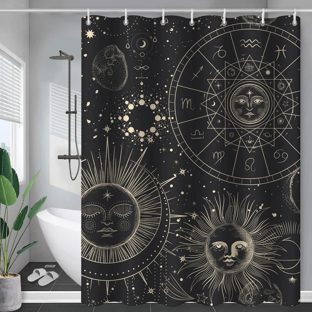 Constellation Fabric Shower Bath Curtain Blush Sun And Moon Phrase Modern Abstract Mysticism Waterproof Bathroom Accessories