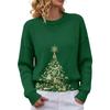 Women's Christmas Print Neck Long Sleeve Sweater Soft Casual Top for Fall Winter Holiday