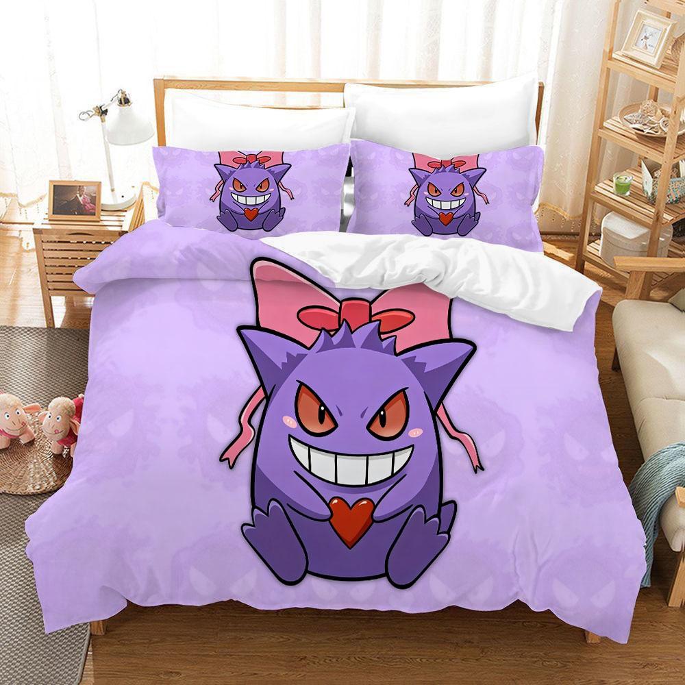 Anime Pokemons Bedding Set Cartoon Children Bedroom Quilt Cover Boy Girl Bedclothes Single Double King Pikachu Duvet Cover Gift