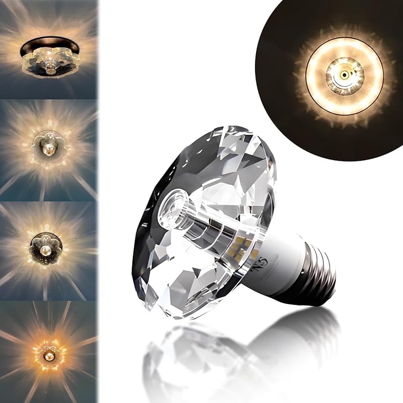 Flower Diamond Crystal LED Light, Unique Diamond Shaped LED Lamp, 5w Vintage Crystal Bulb, Warm 3000k Light for Aisle Hallway Balcony