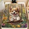 Cute Corgi,pattern Flannel Blanket, High Quality Comfortable for All Seasons, Home Decor, Warmth and Comfort, Perfect for Gifts.