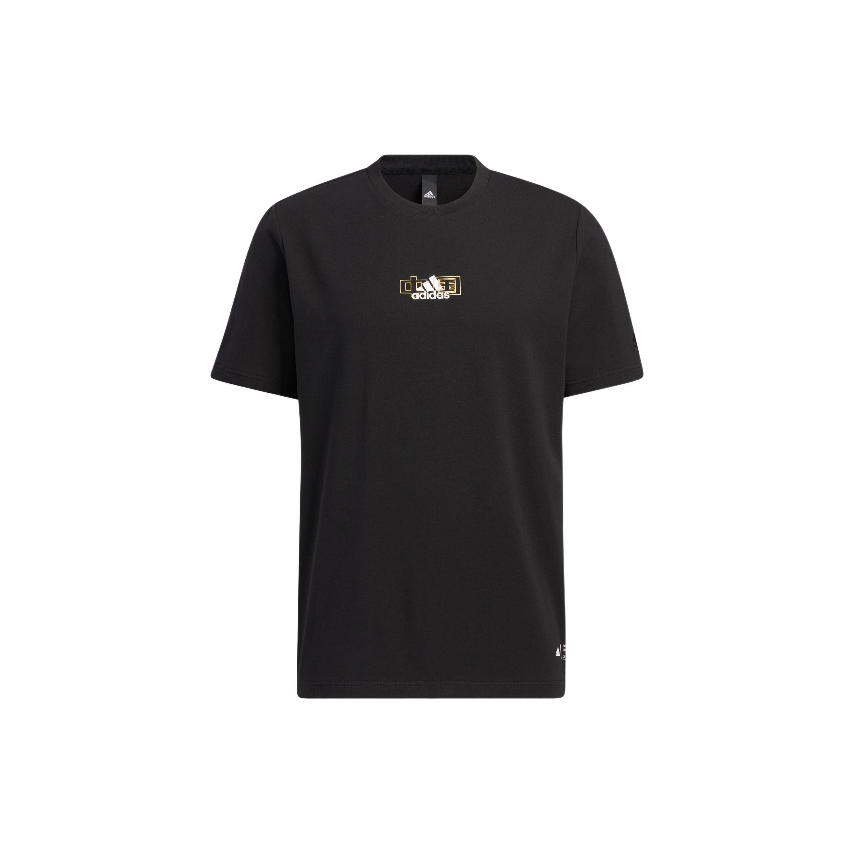 adidas Solid Color Logo Breathable Round Neck Short Sleeve Black Men s HS4387 XL