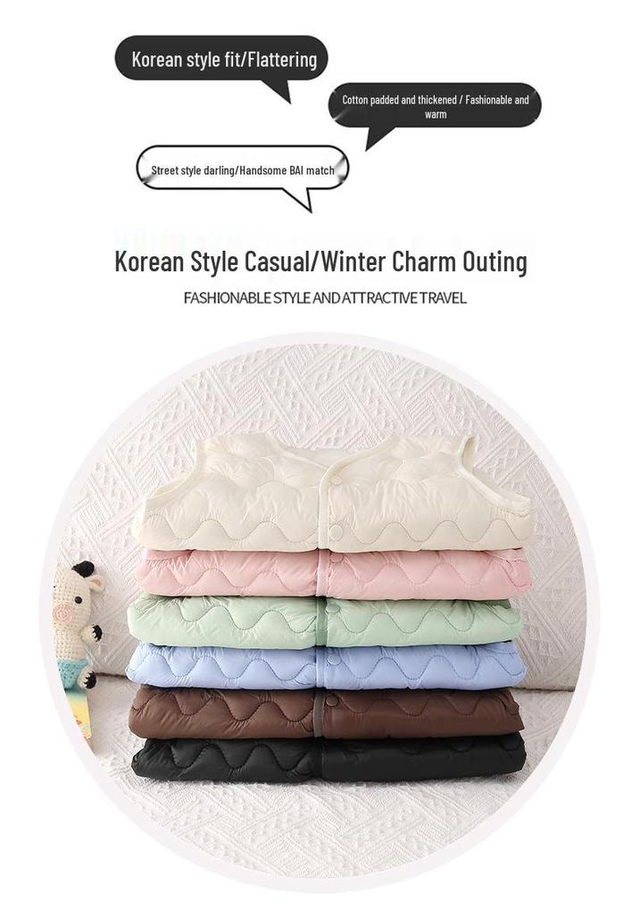 Unisex Korean Style Cotton Vest for Children: Warm Spring, Autumn, Winter Gilet for Infants and Toddlers - Small & Medium Sizes