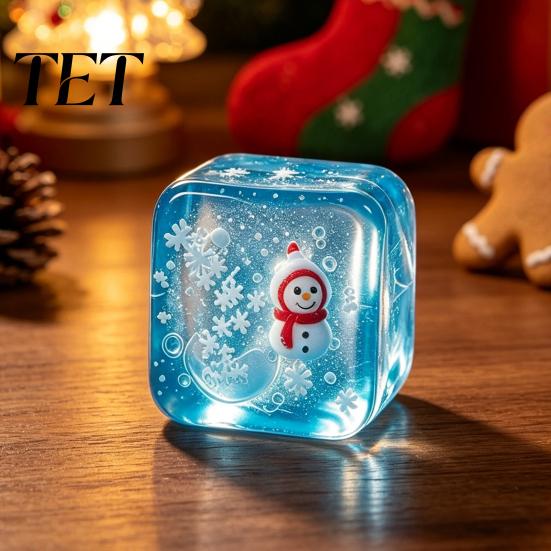 Stress Reducing Gadget Christmas Clear Cube Squeeze Toy, Santa Claus for Calming Toy Anxiety Reduction, Hand Relaxation Ball Sensory Xmas Gift Relief