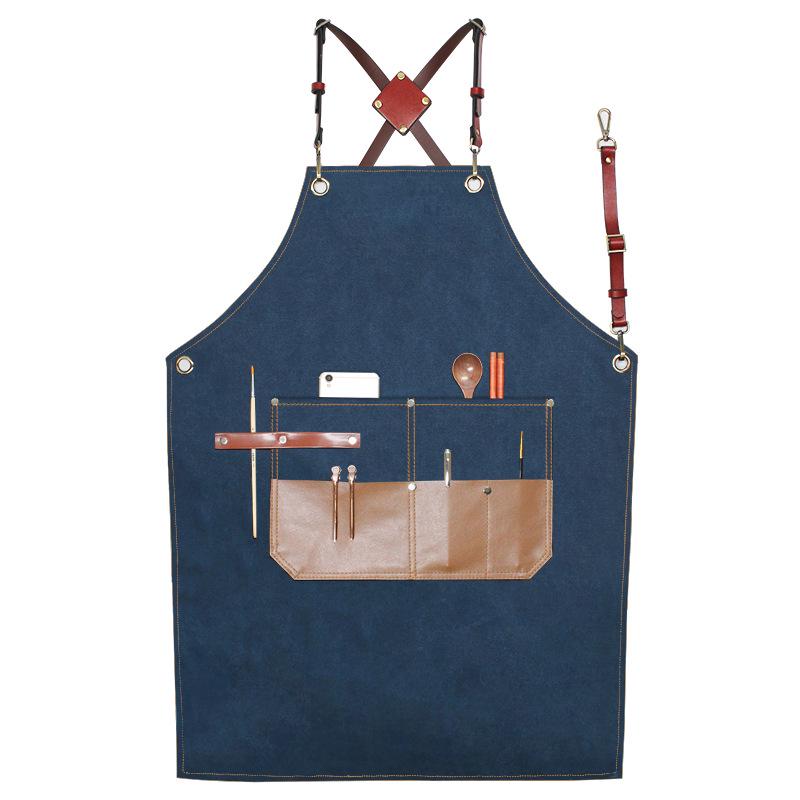 Custom Logo Barber Denim Apron for Hairdressers, Stylists, Artists, and Students