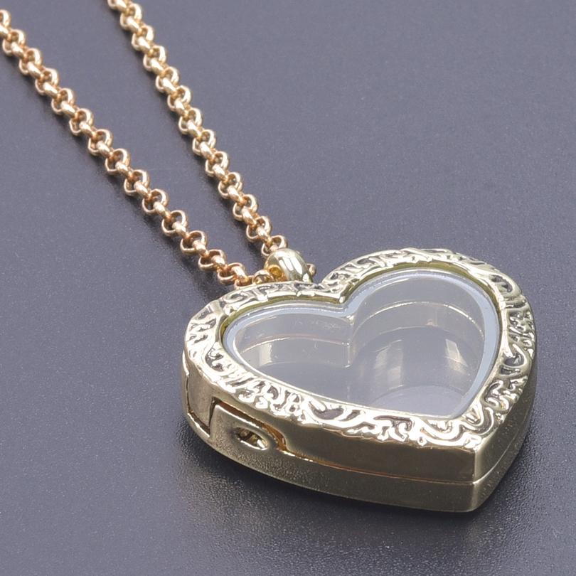 1Pc Round Heart Glass Cremation Urn Locket Pendant Necklaces For Ashes Mix Geometric Memory Floating Relicario Collares Jewelry
