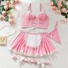 Maid Cosplay Bow Bandage Apron Maidservant Uniform Women's Sexy Lingerie 5-Piece Sets Lace Patchwork Sensual Tempt Onlyfans Kit